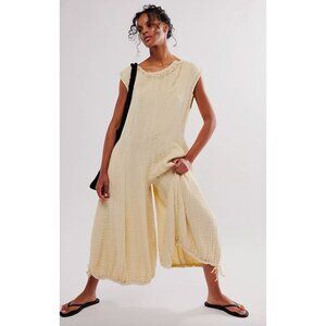 Free People Bohemian Lunar Eyes Gauze Jumpsuit Size Small in Tea Size